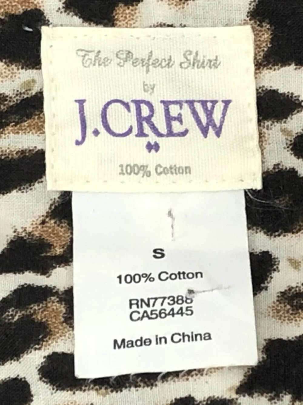 J. Crew “The Perfect Shirt” Leopard Print 100% Cotton Button Down Shirt Size S